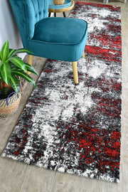 Pompon Tress White Red Runner Rug