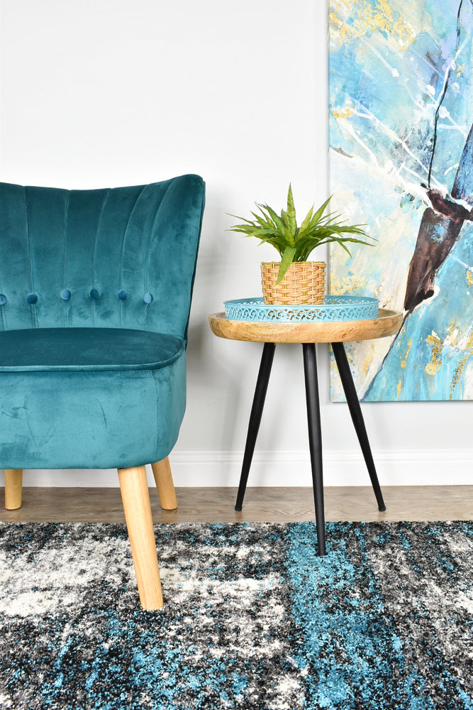 Pompon Tress White Turquoise Runner Rug