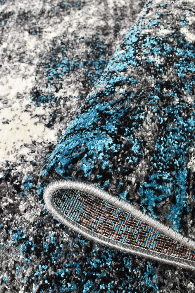 Pompon Tress White Turquoise Runner Rug