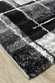 Pompon Verge Grey Black Runner Rug