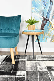 Pompon Verge Grey Black Runner Rug