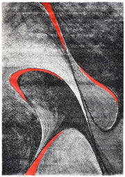 Pompon Brim Grey Red Rug