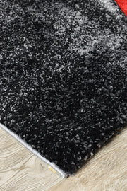 Pompon Brim Grey Red Rug