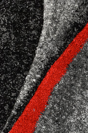 Pompon Brim Grey Red Rug