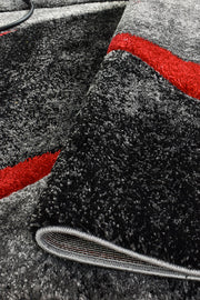 Pompon Brim Grey Red Rug