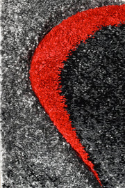 Pompon Brim Grey Red Runner Rug