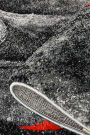 Pompon Brim Grey Red Runner Rug