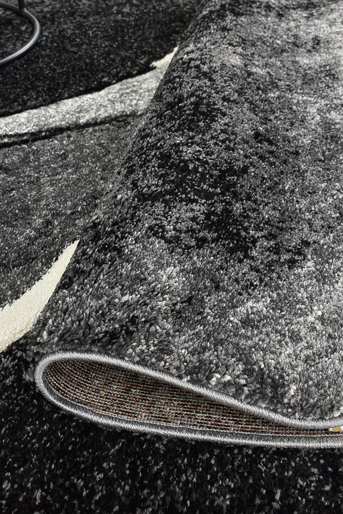 Pompon Brim Grey White Rug