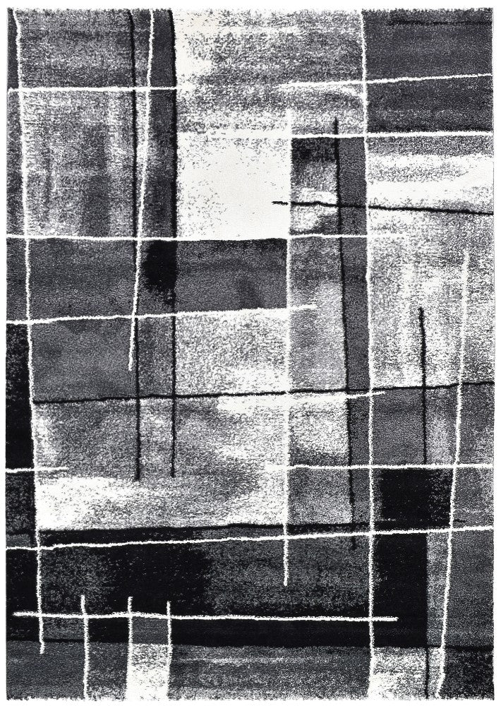 Pompon Verge Grey Black Rug