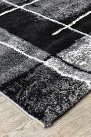 Pompon Verge Grey Black Rug