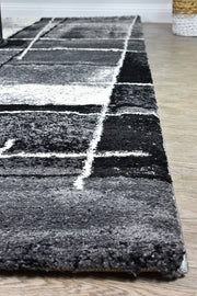 Pompon Verge Grey Black Rug