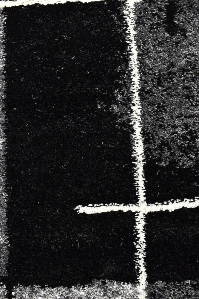 Pompon Verge Grey Black Rug