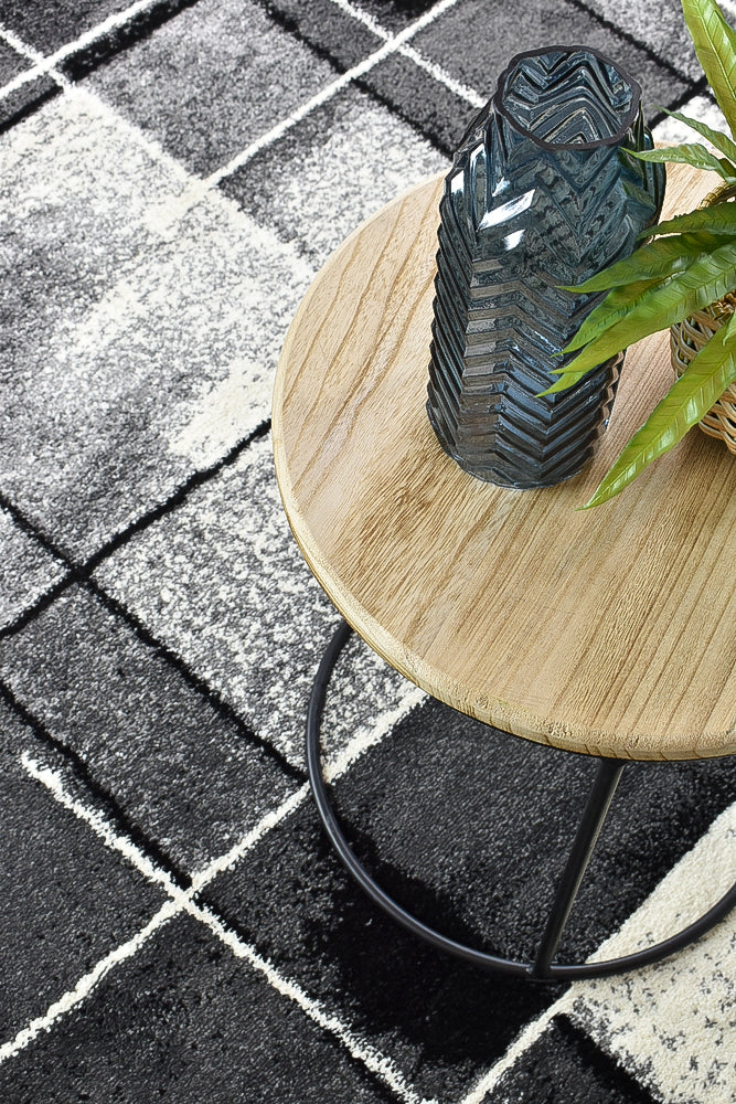 Pomponiga Rug Pompon Verge Grey Black Rug — SydneyRugsOnline