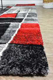 Pompon Verge Grey Red Rug