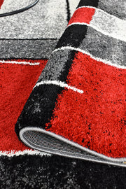 Pompon Verge Grey Red Rug