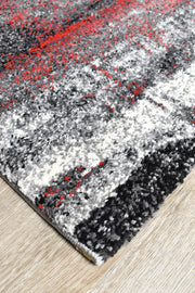 Pompon Crest Light Grey Red Rug