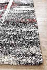 Pompon Crest Light Grey Red Rug