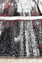 Pompon Crest Light Grey Red Rug