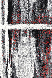 Pompon Crest Light Grey Red Rug