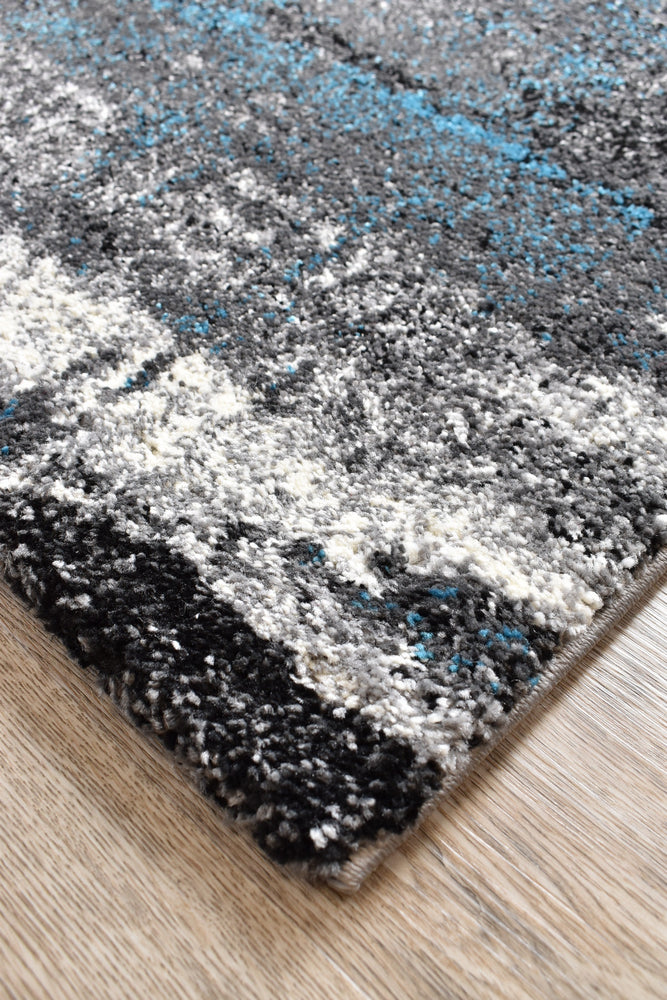 Pompon Crest Grey Turquoise Rug