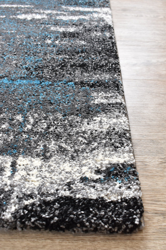Pompon Crest Grey Turquoise Rug