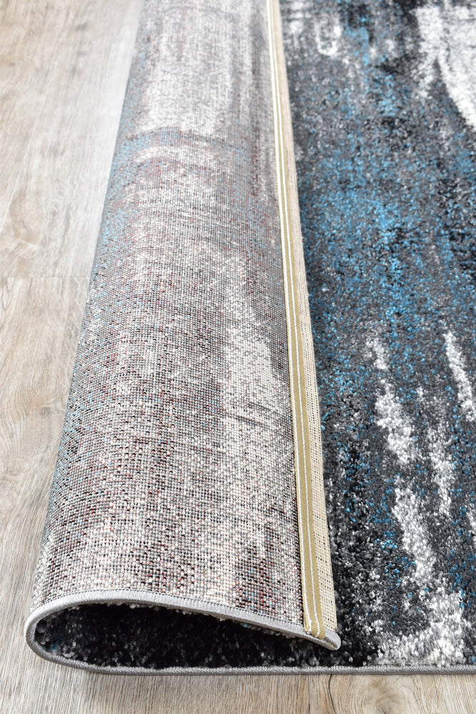 Pompon Crest Grey Turquoise Rug