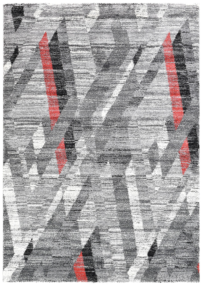 Pompon Peak Grey Red Rug