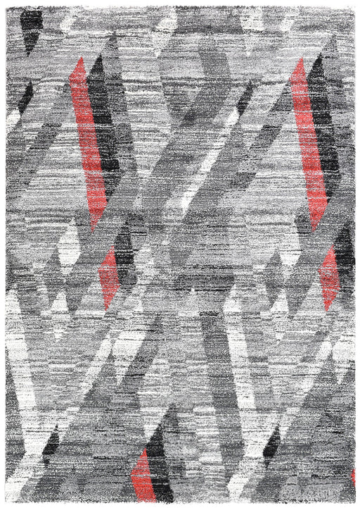 Pompon Peak Grey Red Rug
