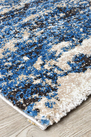 Pompon Tress White Blue Rug