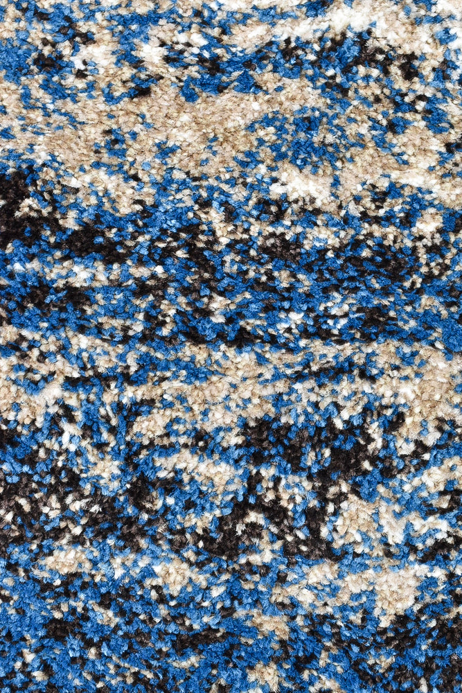 Pompon Tress White Blue Rug