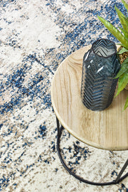 Pompon Tress White Blue Rug