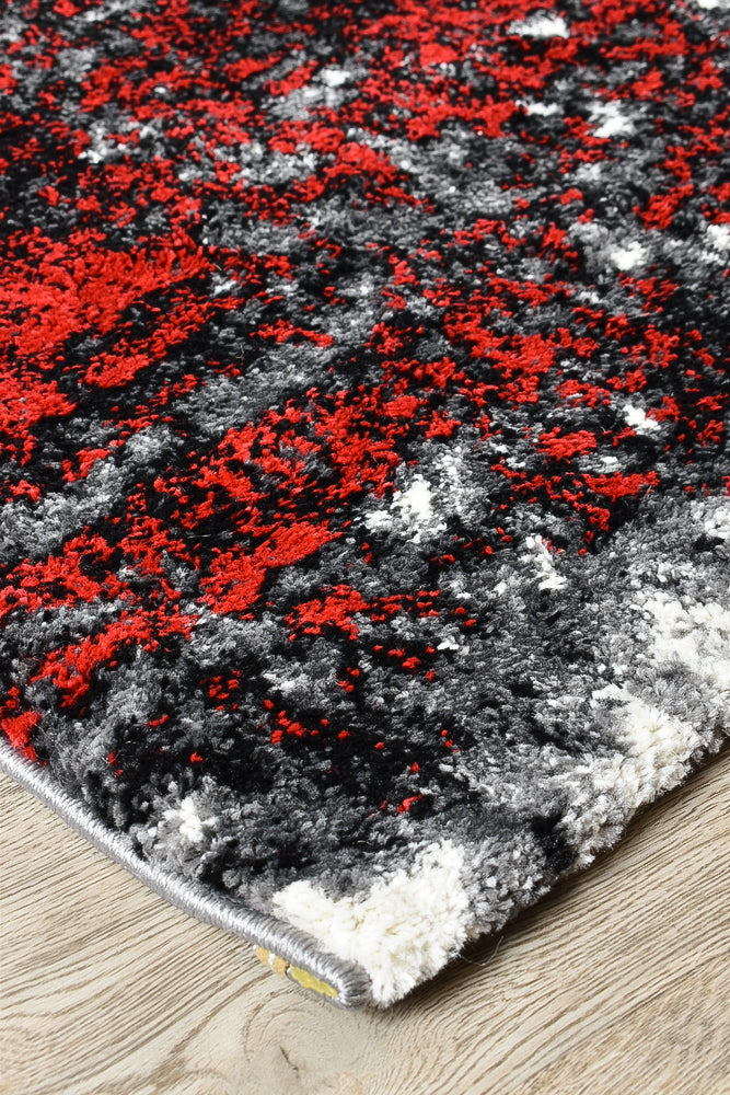 Pompon Tress White Red Rug