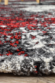 Pompon Tress White Red Rug