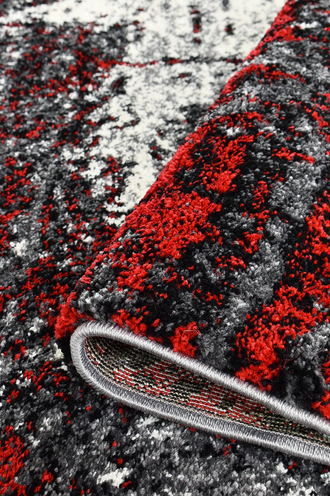 Pompon Tress White Red Rug