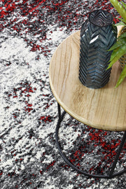 Pompon Tress White Red Rug