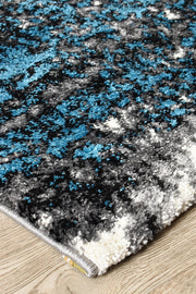 Pompon Tress White Turquoise Rug