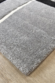 Pompon Fluff Light Grey Black Rug