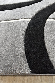 Pompon Fluff Light Grey Black Rug