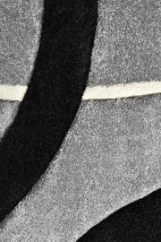 Pompon Fluff Light Grey Black Rug