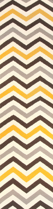 Flat Weave Design Yellow Brown Rug