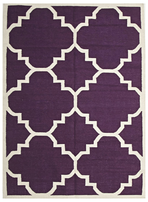 Flat Weave Large Moroccan Design Aubergine Runner Rug
