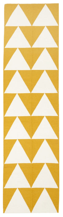 Pyramid Flat Weave Yellow Runner Rug