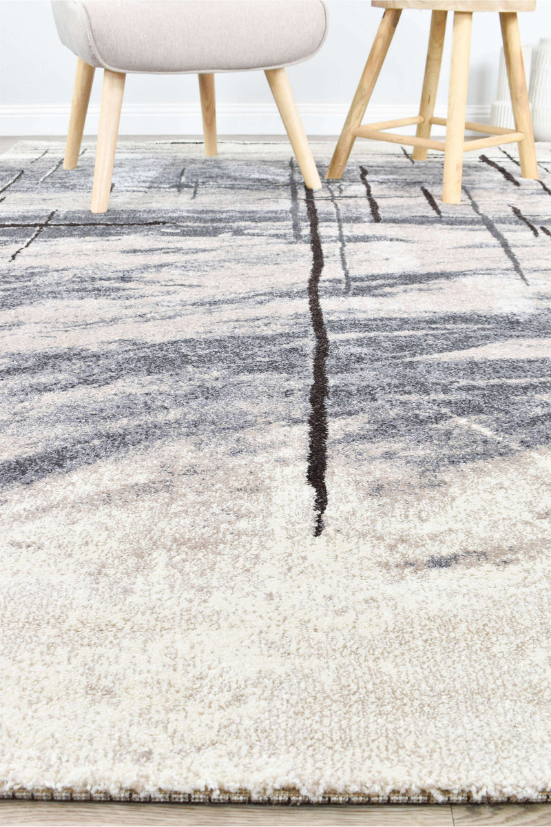 Medieval Primitive Grey Beige Rug