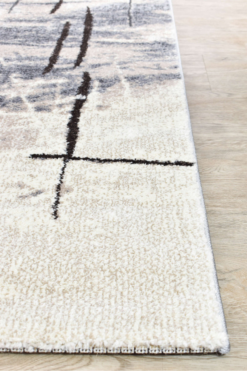 Medieval Primitive Grey Beige Rug