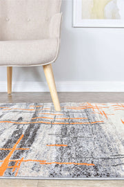 Medieval Primitive Grey Orange Rug