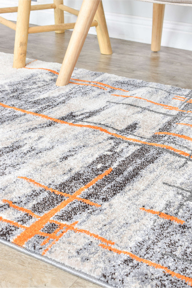 Medieval Primitive Grey Orange Rug