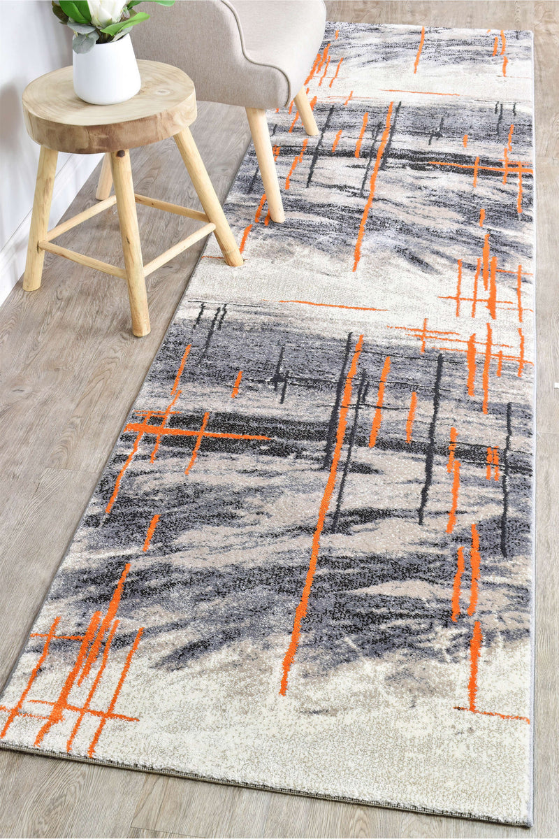 Medieval Primitive Grey Orange Rug