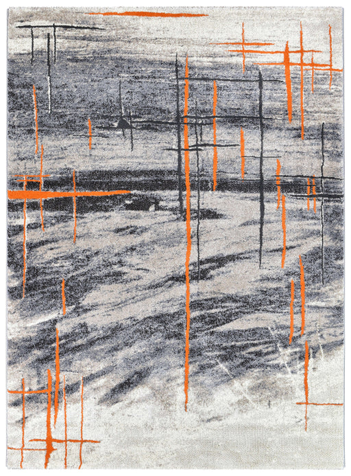 Medieval Primitive Grey Orange Rug