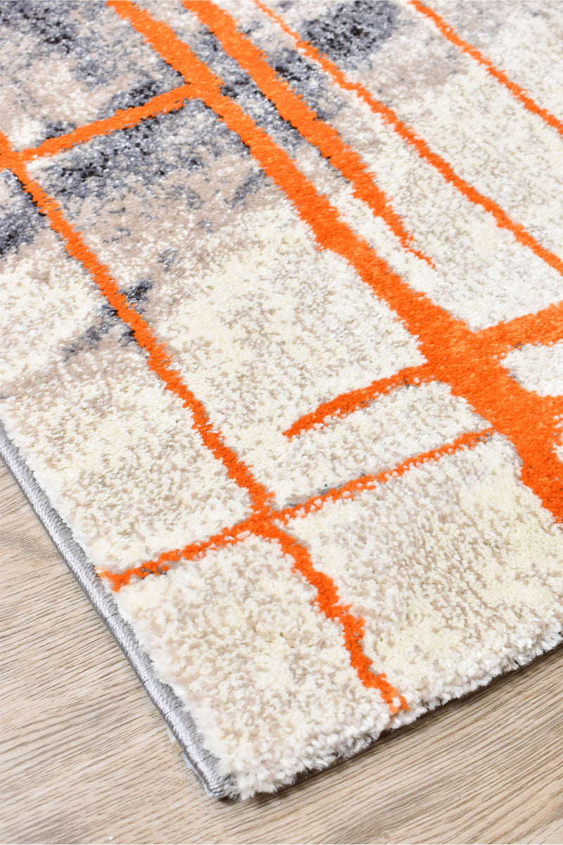 Medieval Primitive Grey Orange Rug