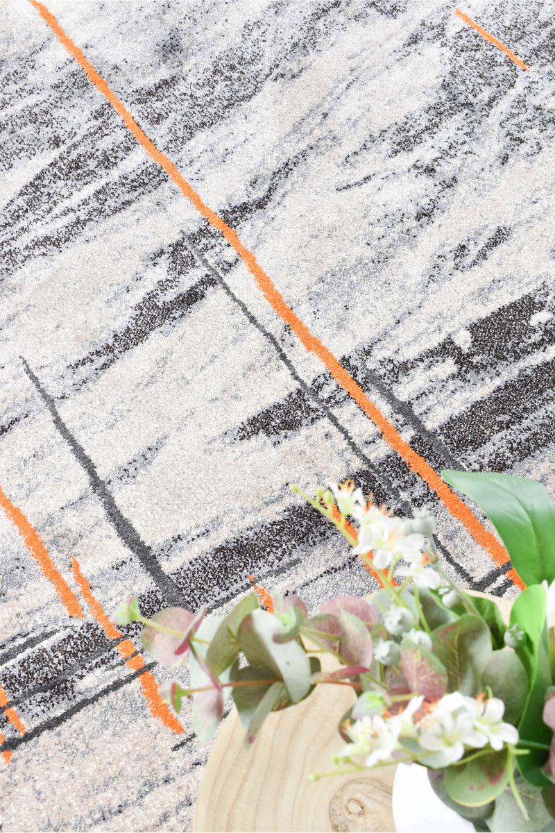 Medieval Primitive Grey Orange Rug